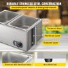 VEVOR 110V 2-Pan Commercial Food Warmer 850W Electric Steam Table 15cm/6inch Deep Stainless Steel Bain Marie 17 Quart for Buffet Catering, Silver